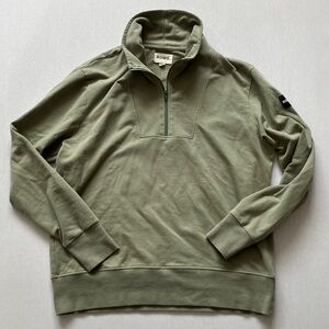 Olive Green Quarter-Zip Pullover Sweatshirt